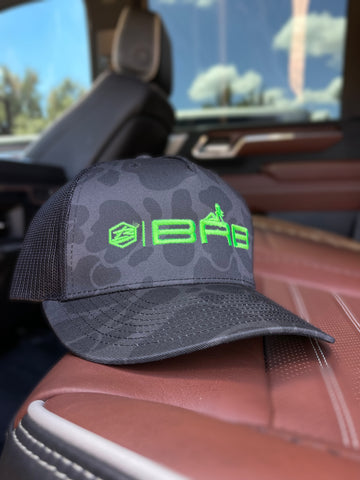 Camo & Lime Green BRB Trucker Hat