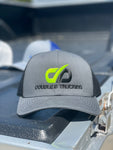 Double D Trucking New School Logo Charcoal Grey, Black, and Neon Yellow Trucker Hat